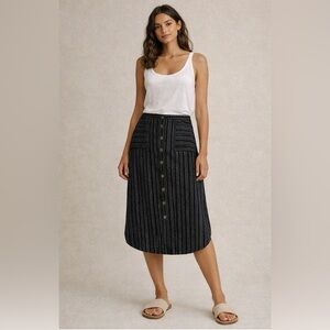 Gap Linen Blend Button Front Midi Skirt Minimalist Capsule Coastal Curved Hem 8